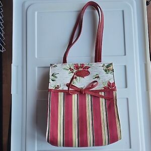 Longaberger Elegant Red and Green Striped Women's Bag